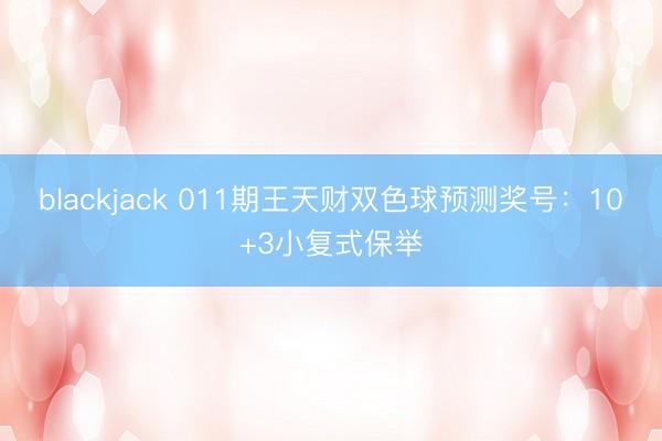 blackjack 011期王天财双色球预测奖号：10+3小复式保举
