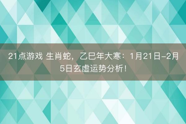 21点游戏 生肖蛇，乙巳年大寒：1月21日-2月5日玄虚运势分析！