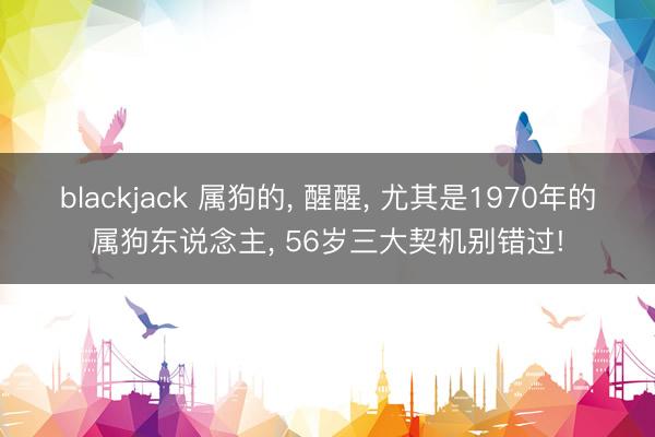 blackjack 属狗的, 醒醒, 尤其是1970年的属狗东说念主, 56岁三大契机别错过!