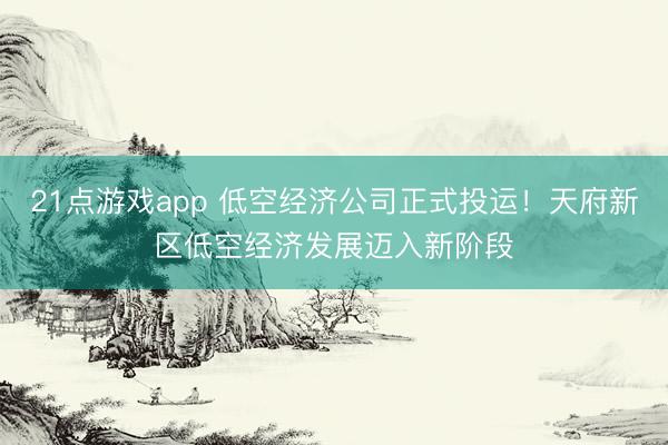 21点游戏app 低空经济公司正式投运！天府新区低空经济发展迈入新阶段