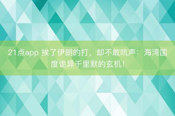21点app 挨了伊朗的打，却不敢吭声：海湾国度诡异千里默的玄机！
