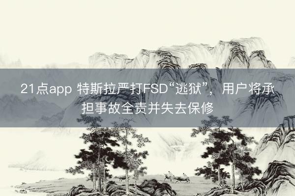 21点app 特斯拉严打FSD“逃狱”,用户将承担事故全责并失去保修