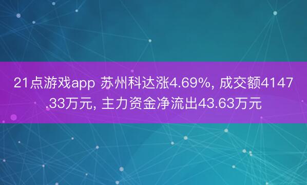 21点游戏app 苏州科达涨4.69%, 成交额4147.33万元, 主力资金净流出43.63万元