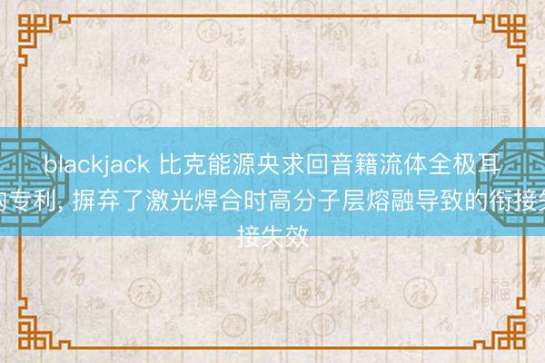 blackjack 比克能源央求回音籍流体全极耳结构专利， 摒弃了激光焊合时高分子层熔融导致的衔接失效
