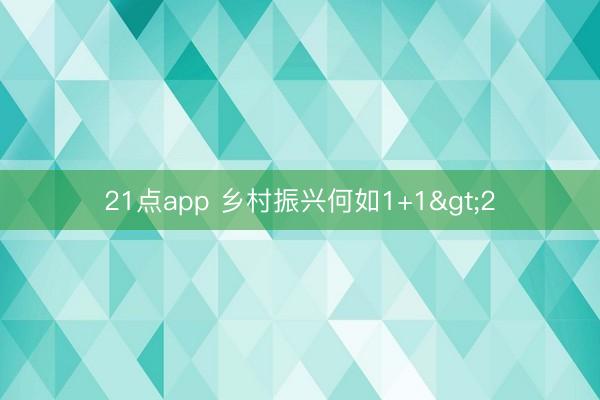 21点app 乡村振兴何如1+1>2