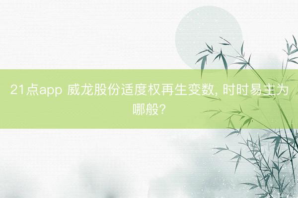 21点app 威龙股份适度权再生变数， 时时易主为哪般?