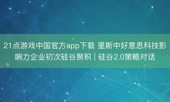 21点游戏中国官方app下载 里斯中好意思科技影响力企业初次硅谷聚积 | 硅谷2.0策略对话