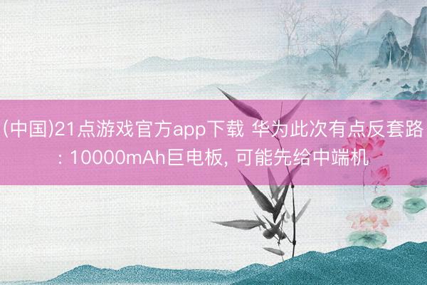 (中国)21点游戏官方app下载 华为此次有点反套路: 10000mAh巨电板， 可能先给中端机