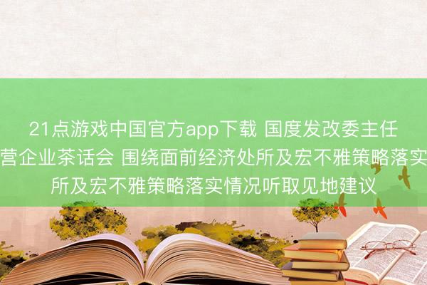 21点游戏中国官方app下载 国度发改委主任郑栅洁主理召开民营企业茶话会 围绕面前经济处所及宏不雅策略落实情况听取见地建议