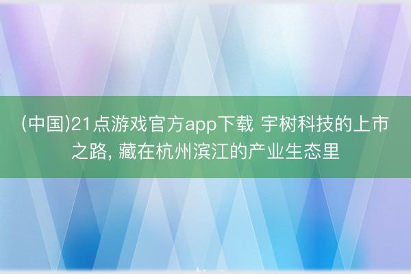 (中国)21点游戏官方app下载 宇树科技的上市之路， 藏在杭州滨江的产业生态里
