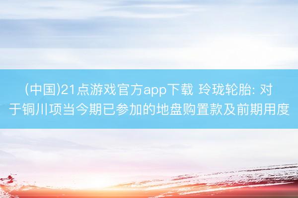 (中国)21点游戏官方app下载 玲珑轮胎: 对于铜川项当今期已参加的地盘购置款及前期用度