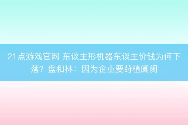 21点游戏官网 东谈主形机器东谈主价钱为何下落？盘和林：因为企业要莳植阛阓